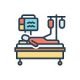 Icon for illness, sickness, disease, ill, sick, patient, hospitalised, hospital bed, icu, iv stand